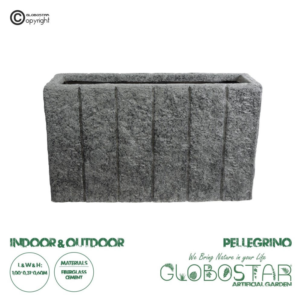 GloboStar® Artificial Garden PELLEGRINO 20765 Επιδαπέδιο Πολυεστερικό Τσιμεντένιο Κασπώ Γλάστρα - Flower Pot Γκρι Μ100 x Π31 x Υ60cm
